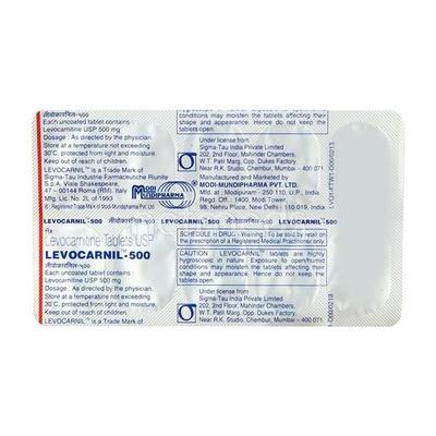 Levocarnil 500mg Tablet 10'S - Supplements-Sup