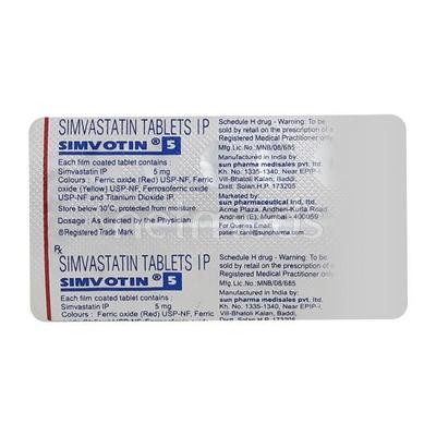 Simvotin 5mg Tablet 10'S - High Cholesterol-Dys