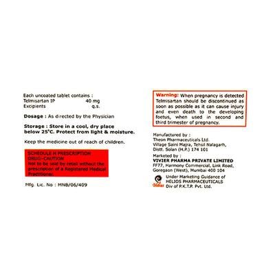 TELISMART 40mg Tablet 10's - Hypertension-Ang