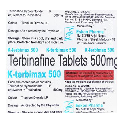 K TERBIMAX 500 Tablet 10's - Fungal Infections-Anf