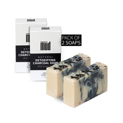 MensXP Mud Natural Soap - Detoxifying Charcoal with Green Tea (Pack of 2 X 100 gm) - Soaps