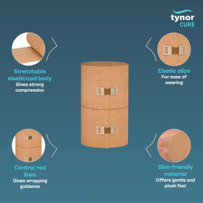 Tynor Tynocrepe Cotton Crepe Bandage - Beige (15 cm x 4 m) - Knee/Ankle/Leg/Foot Supports