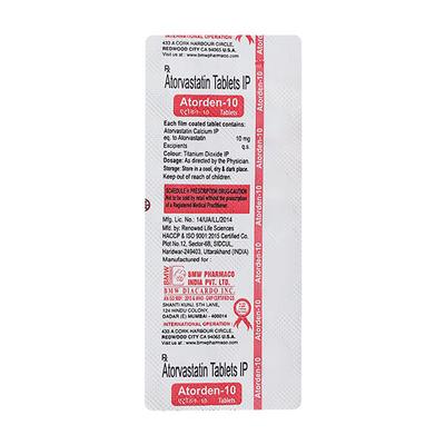 ATORDEN 10 Tablet 10's - High Cholesterol-Dys
