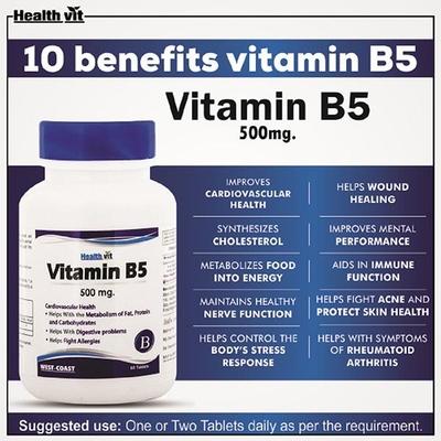 HealthVit Vitamin B5 500 mg Tablet 60's - Multi-Vitamins