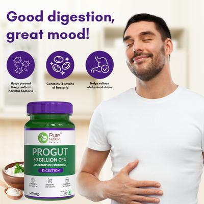 Pure Nutrition Progut 50 Billion CFU 600 mg Veg Capsule 60's - Digestive Health