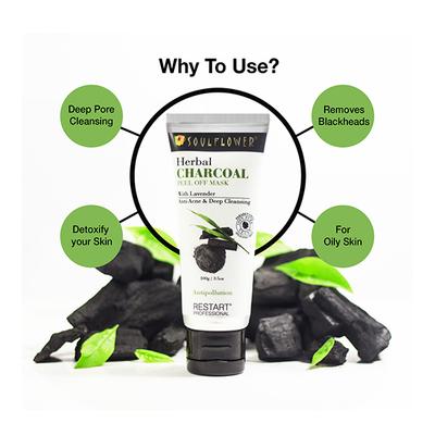 Soulflower Herbal Peel Off Mask - Charcoal 100 gm - Masks & Peels