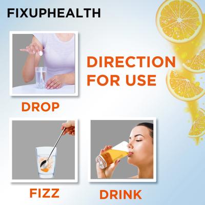 FixUpHealth Electrolytes Effervescent Tablet - Lemon Flavour & FixUpHealth Natural Amla Effervescent Tablet - Orange Flavour 20s 1's - General Health