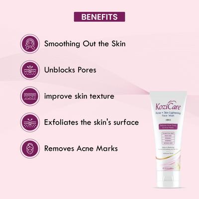 Kozicare Acne + Skin Lightening Face Wash 100 ml - Face Washes