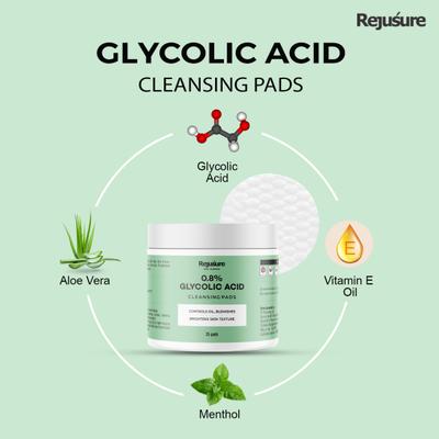 Rejusure 0.8% Glycolic Acid Acid Cleaning Pads 25's - Face Wash & Cleansers