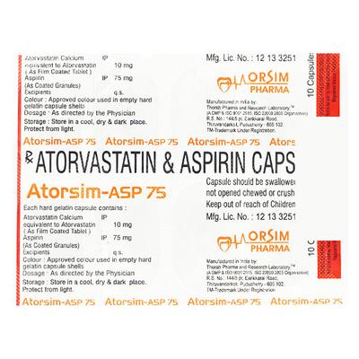 ATORSIM ASP 75mg Capsule 10's - High Cholesterol-Dys