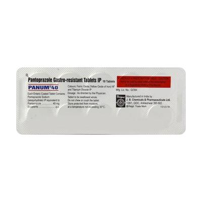 Panum 40mg Tablet 10'S - Ulcer/Reflux/Flatulence-Aaa