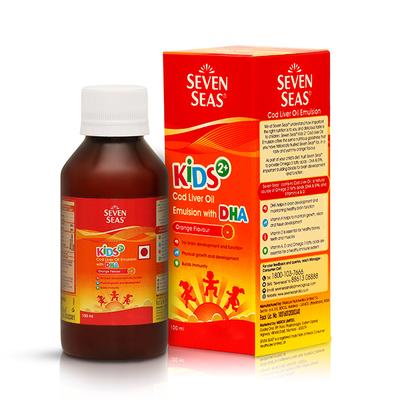 Seven Seas Kids 2+ Cod Liver Oil With Dha Orange Flavour Emulsion 100ml - Supplements-Sup