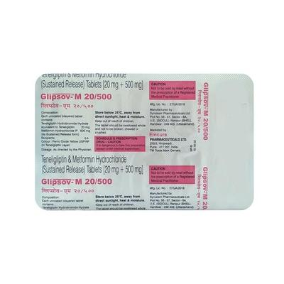 Glipsov M 20/500mg Tablet 10'S - Diabetes-Ant