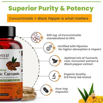 Rooted Active Naturals Turmeric Curcumin Veg Capsule 90's - Pure Herbs