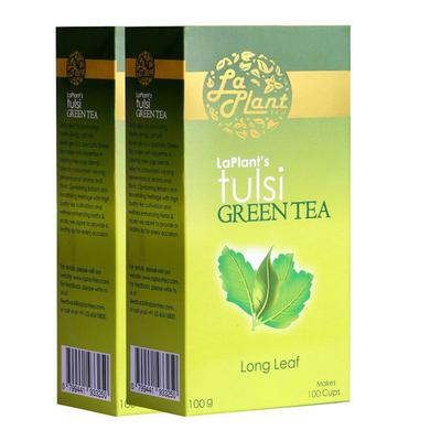 LaPlant Green Tea Long Leaf - Tulsi (Pack of 2 x 100 gm) - Teas