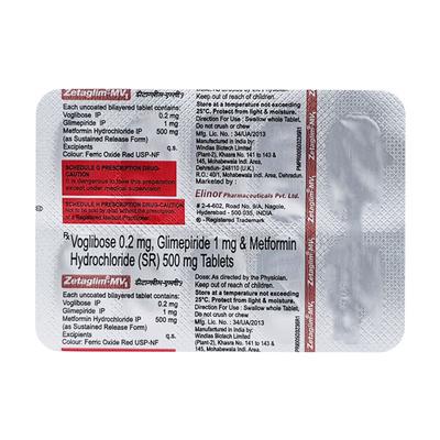 ZETAGLIM MV 1mg Tablet 10's - Diabetes-Ant