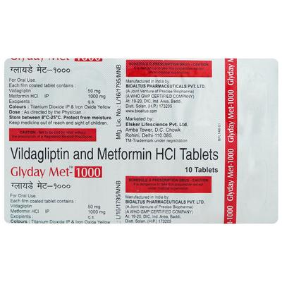 GLYDAY MET 1000 Tablet 10's - Diabetes-Ant