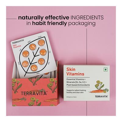 Terravita Skin Vitamins Veg Tablet 28's - Calcium And Minerals