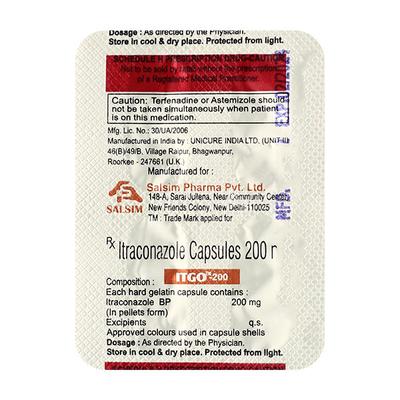 ITGO 200 Capsule 4's - Fungal Infections-Anf