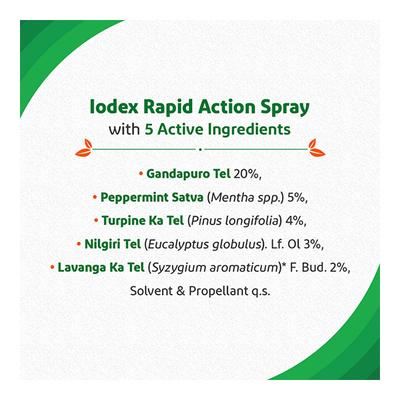 Iodex Rapid Action Spray 60 gm - Pain Relief Spray