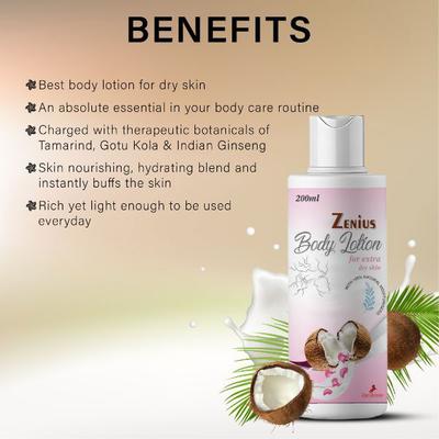 Zenius Body Lotion for Extra Dry Skin 200 ml - Personal Care (Ayush)