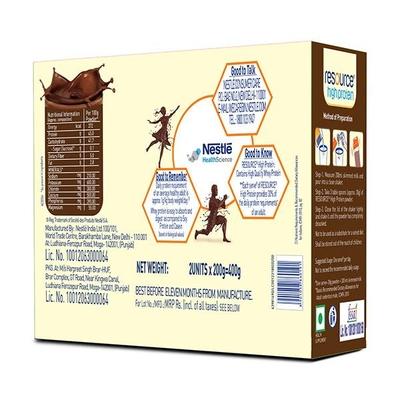 Nestle Resource High Protein Powder - Chocolate Flavour 400 gm (Refill Pack) - Protein Drink