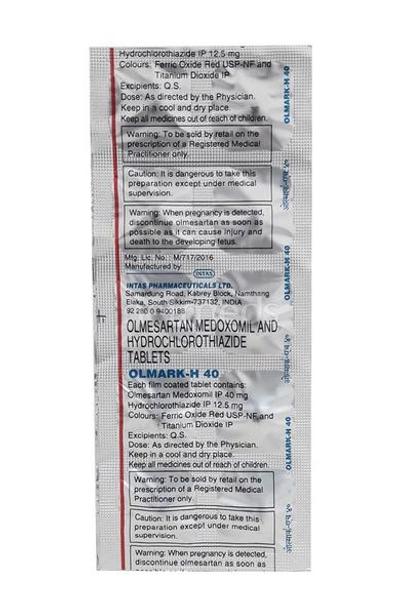 Olmark H 40mg Tablet 10'S - Hypertension-Ang