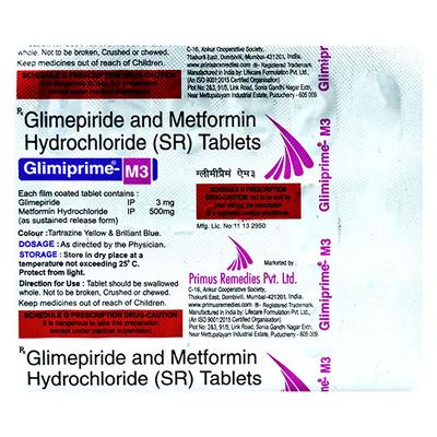 GLIMIPRIME M 3 Tablet 15's - Diabetes-Ant
