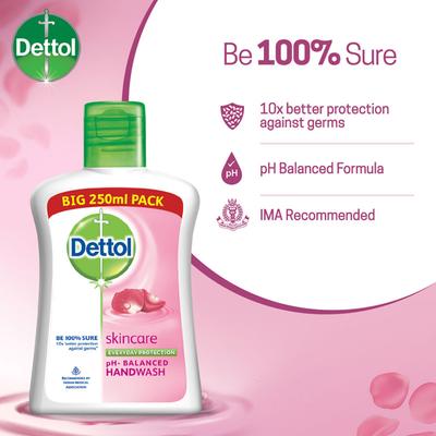 Dettol Skincare Germ Protection Liquid Handwash - Flip Top 250 ml - Hand Sanitizer