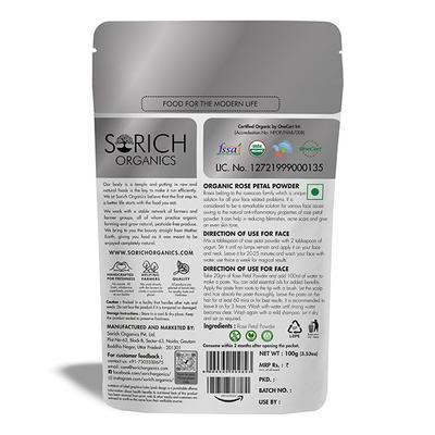 Sorich Organics Rose Petals Powder 100 gm - Herbal Dietary Supplement