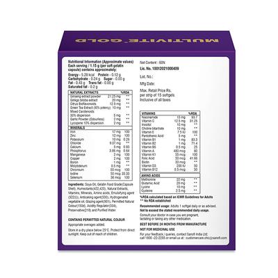 Multivite Gold Softgel 15's - Multi-Vitamins