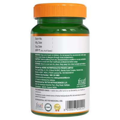 Pure Nutrition Curcumin Turmeric Extract 1200 mg Veg Tablet 60's - Herbal Dietary Supplement