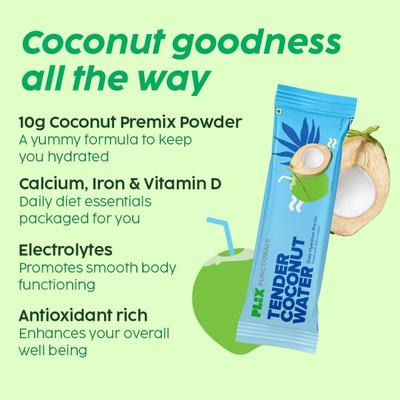 Plix Tender Coconut Water Premix Powder (Pack of 30 x 10 gm) 1's - Energy Drinks