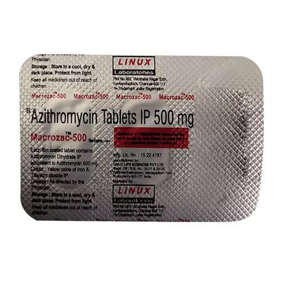 Macrozac 500mg Tablet 3'S - Bacterial Infections-Mac