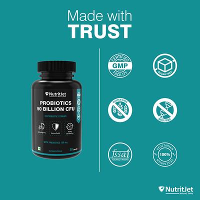 NutritJet Probiotic Supplement 50 Billion CFU Veg Capsule 60's - Digestive Health