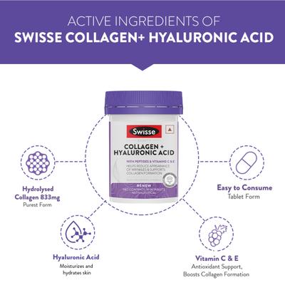 Swisse Beauty Collagen + Hyaluronic Acid Tablet 30's - Hair & Skin