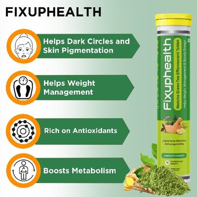FixUpHealth Matcha Green Tea Effervescent Tablet - Lemon Flavour 15's - Green/Herbal Teas