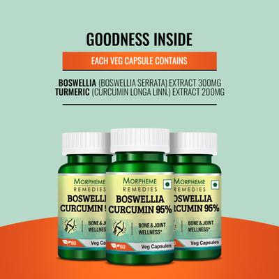 Morpheme Remedies Boswellia Curcumin 95% 500mg Veg Capsule 60's - Herbal Dietary Supplement