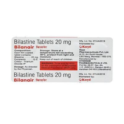 BILANAIR 20mg Tablet 10's - Allergies-Ant