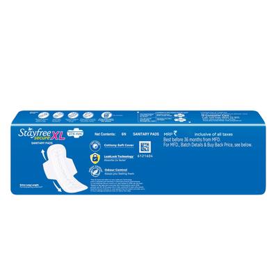 Stayfree Secure Cottony with Wings Sanitary Pads (XL) 6's - Sanitary Napkins