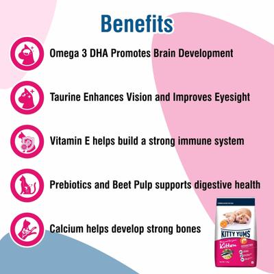 Kitty Yums Kitten(1-12 Months) Dry Cat Food, Ocean Fish 3000 gm - Petfood