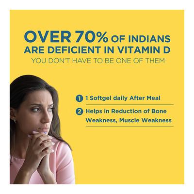 HealthKart HK Vitals Vitamin D3 Softgel Capsule 60's - Multi-Vitamins