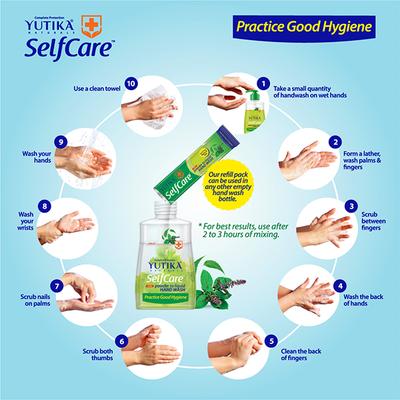 Yutika Selfcare Combo (Powder To Liquid Refill Pack 10 gm + Pump Dispenser Hand Wash 200 ml) - Tulsi & Neem - Hand Wash & Soaps