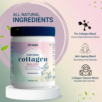 Nirvasa Plant Based Collagen Builder Powder - Berry Orange (Pack of 6 x 250 gm) 1's - Hair & Skin