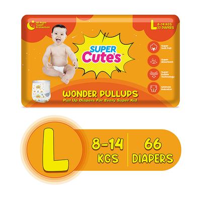 Super Cute's Wonder Pullups Diaper - (L) (8 - 14 kg) (Pack of 2 x 33's) - Diapers & Wipes