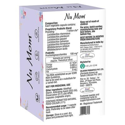 Velbiom Nu Mom Pre & Probiotic Veg Capsule 15's - Digestive Health