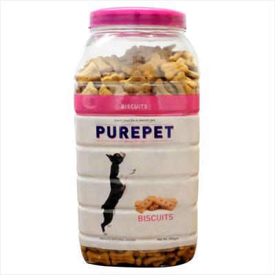 Purepet Mutton Flavour, Real Chicken Biscuit,Dog Treats- Jar 905 gm - Petfood