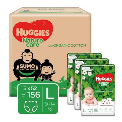Huggies Nature Care Organic Cotton Diaper Pants (L) (Pack of 3 x 52's) - Diapers & Wipes