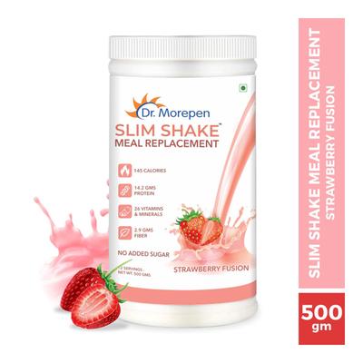 Dr. Morepen Slim Shake Meal Replacement Powder - Strawberry 500 gm - Weight Loss