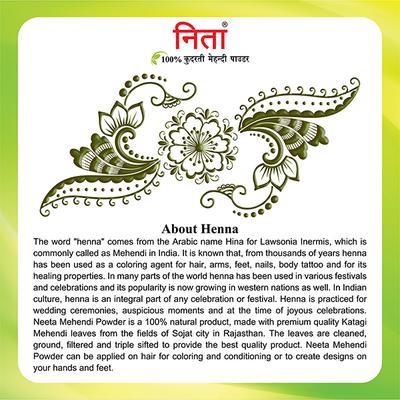 Neeta Mehendi Powder (Pack of 2 x 500 gm) - Henna